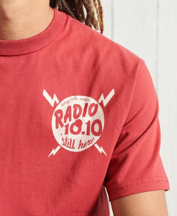 erkekler Superdry kırmızı sınırlı sayıda kuru grafikli tişört NNTB4981