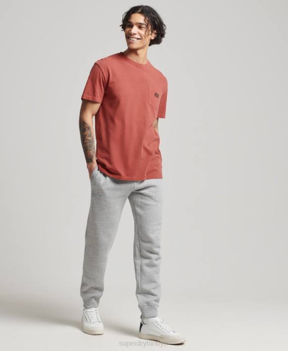 erkekler Superdry kahverengi organik pamuklu vintage iş giysisi cepli t-shirt NNTB4864