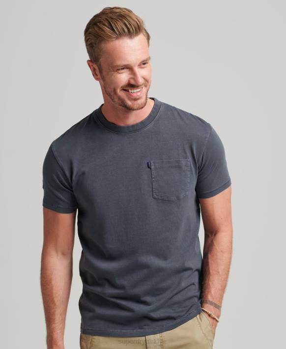 erkekler Superdry koyu gri organik pamuklu cepli t-shirt NNTB4938