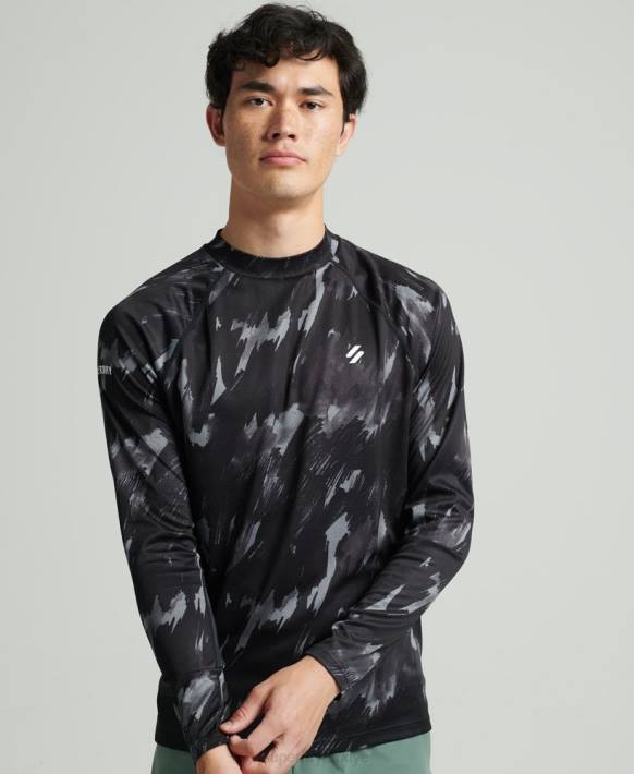 erkekler Superdry koyu gri tren sahte boyun üst NNTB5357