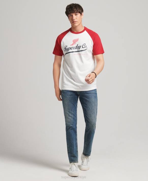 erkekler Superdry krem aşil grafik raglan tişört NNTB4802