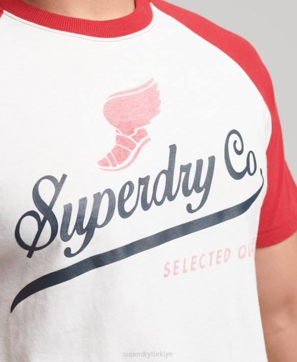 erkekler Superdry krem aşil grafik raglan tişört NNTB4802