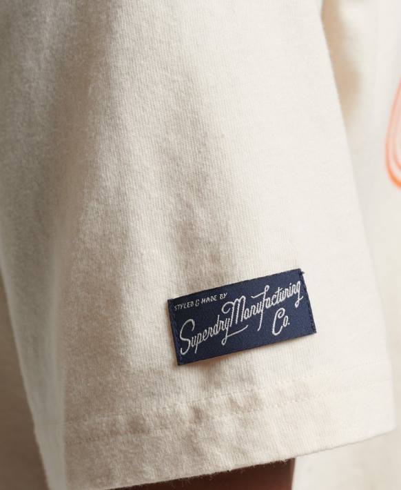 erkekler Superdry krem eski benim neslim t-shirt NNTB4947