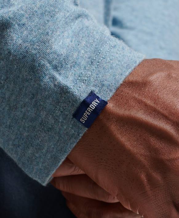 erkekler Superdry mavi organik pamuklu eski logo işlemeli üst NNTB1570