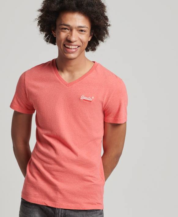 erkekler Superdry mercan organik pamuklu klasik v yaka t-shirt NNTB4809