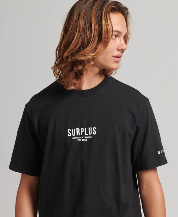 erkekler Superdry siyah fazla bol tişört NNTB4927