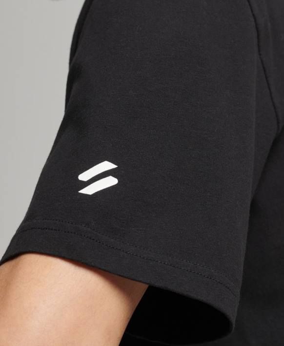 erkekler Superdry siyah kod çekirdekli spor tişört NNTB4841