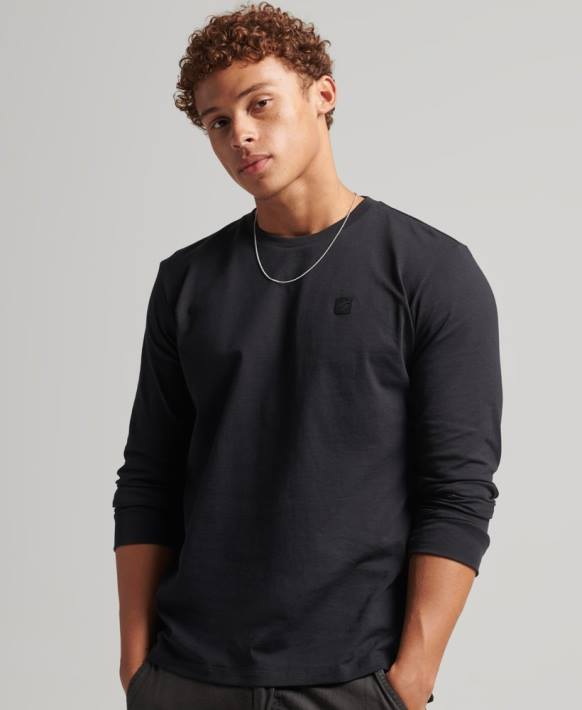 erkekler Superdry siyah teknoloji uzun kollu üst NNTB6472