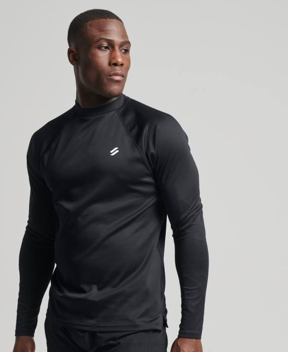 erkekler Superdry siyah tren sahte boyun üst NNTB5392