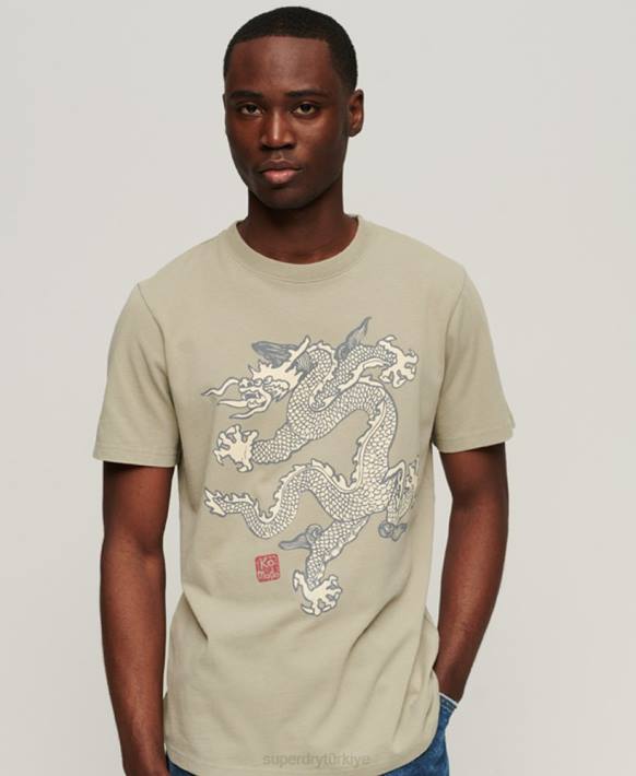 erkekler Superdry x Komodo haki eski tişört NNTB66