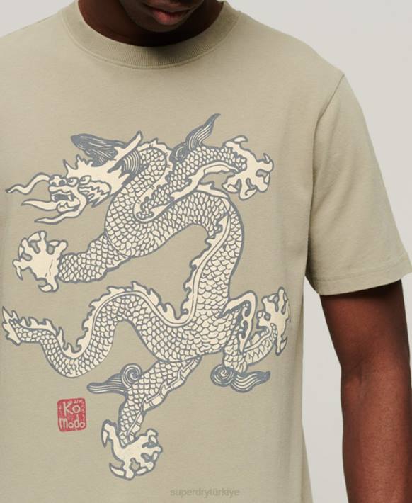 erkekler Superdry x Komodo haki eski tişört NNTB66