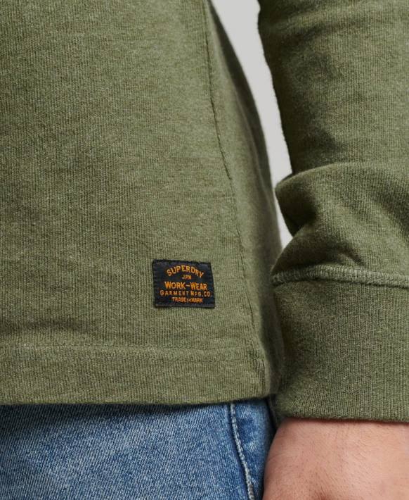 erkekler Superdry yeşil organik pamuklu uzun kollu henley top NNTB6428