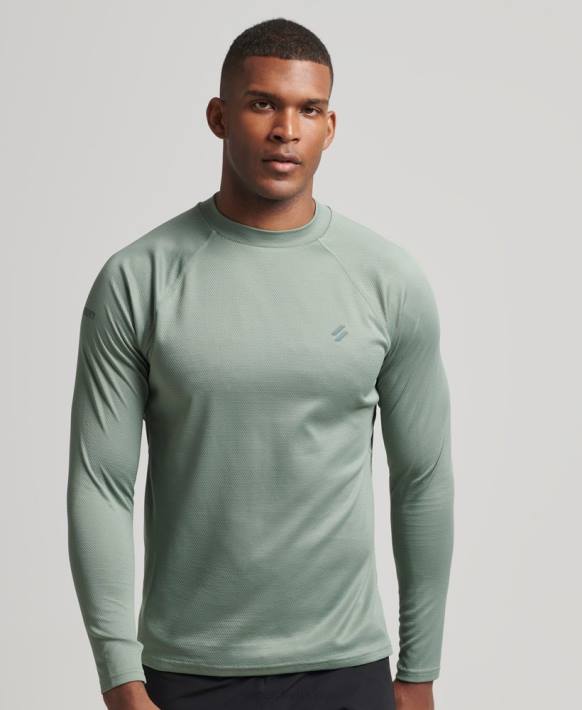 erkekler Superdry yeşil tren sahte boyun üst NNTB5404