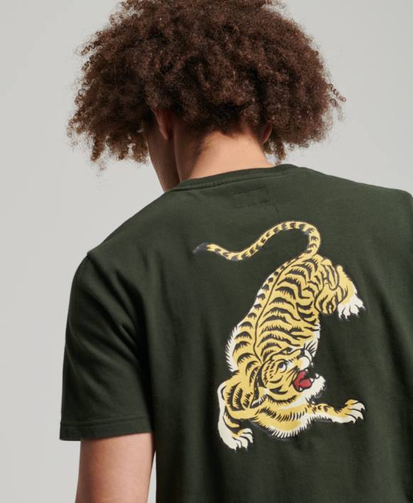 erkekler Superdry yeşil vintage logolu anlatımlı t-shirt NNTB4795