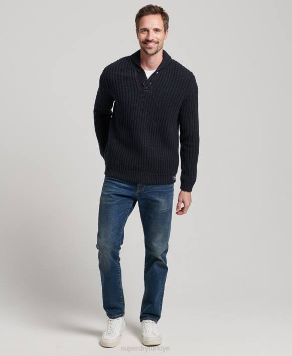 erkekler Superdry Donanma şal ​​süveter NNTB5272
