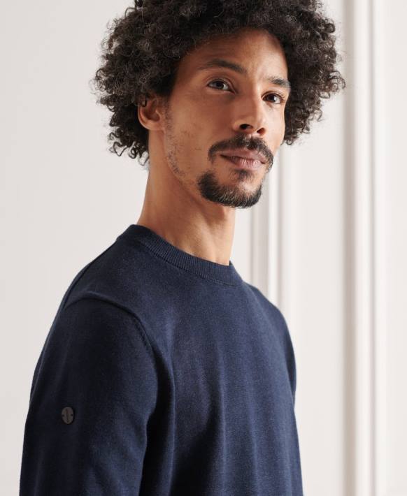 erkekler Superdry Donanma coolmax ekip örgüsü kazak NNTB1343