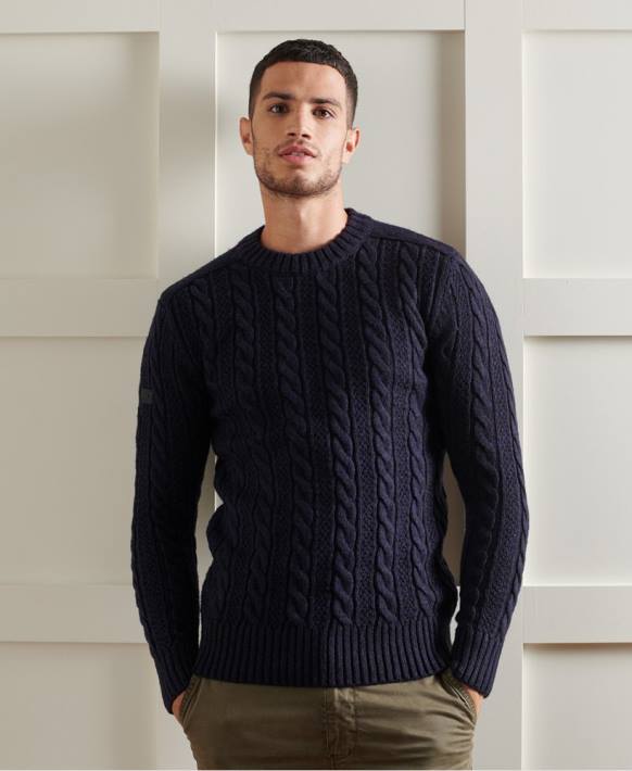 erkekler Superdry Donanma jacob ekip atlayıcısı NNTB5337