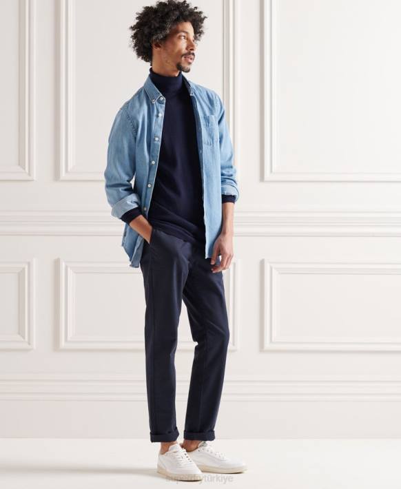 erkekler Superdry Donanma merinos sarmal jumper NNTB1346