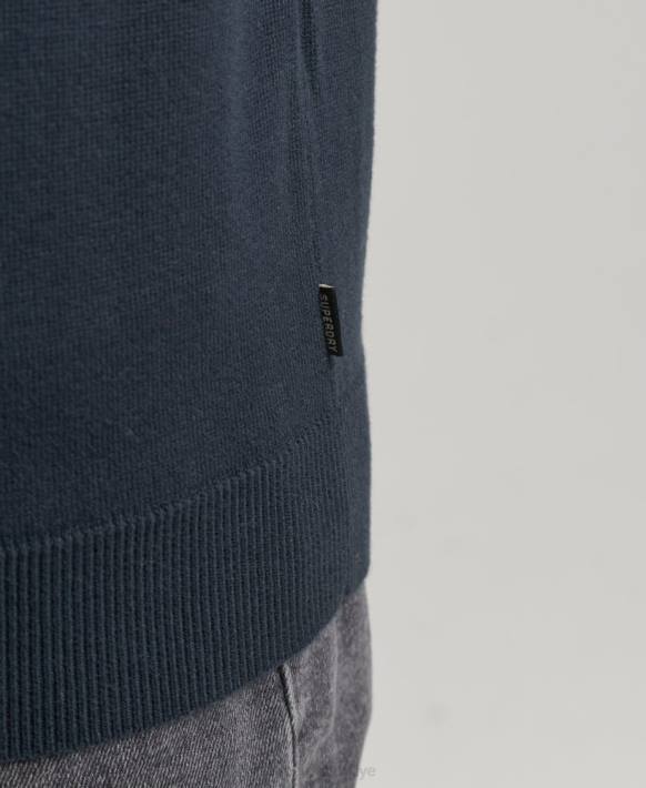 erkekler Superdry Donanma pamuklu ekip örgüsü kazak NNTB5322