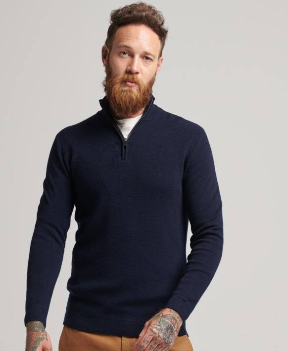 erkekler Superdry Donanma stüdyo merinos henley jumper NNTB1266