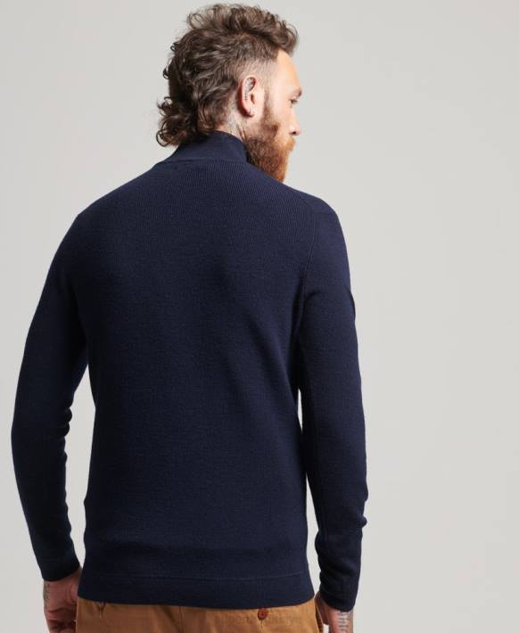 erkekler Superdry Donanma stüdyo merinos henley jumper NNTB1266