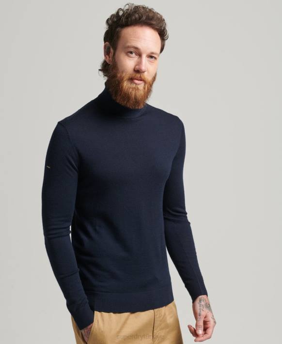 erkekler Superdry Donanma studios merinos yuvarlak yakalı kazak NNTB1274