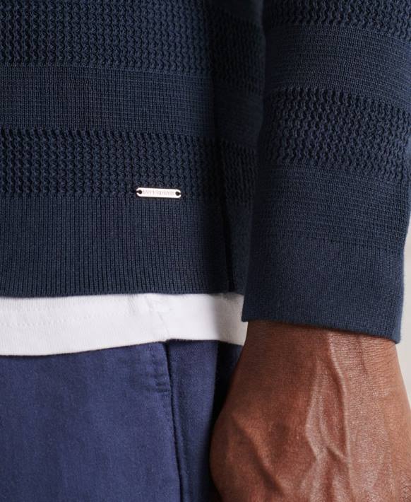 erkekler Superdry Donanma supima dokulu mürettebat kazağı NNTB1356