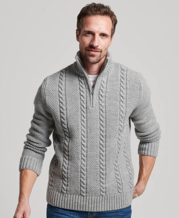 erkekler Superdry açık gri eski jacob henley süveter NNTB1275