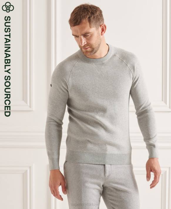 erkekler Superdry açık gri studios essential ekip atlayıcısı NNTB5293