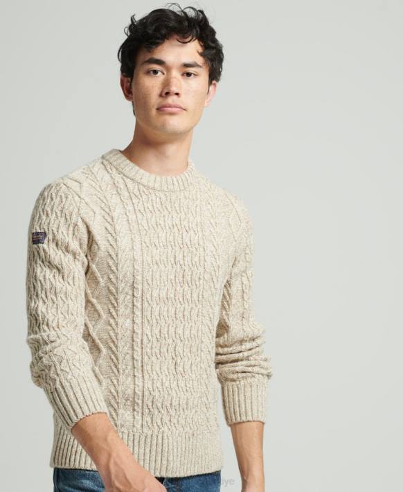 erkekler Superdry bej jacob kablo ekibi jumper NNTB5252