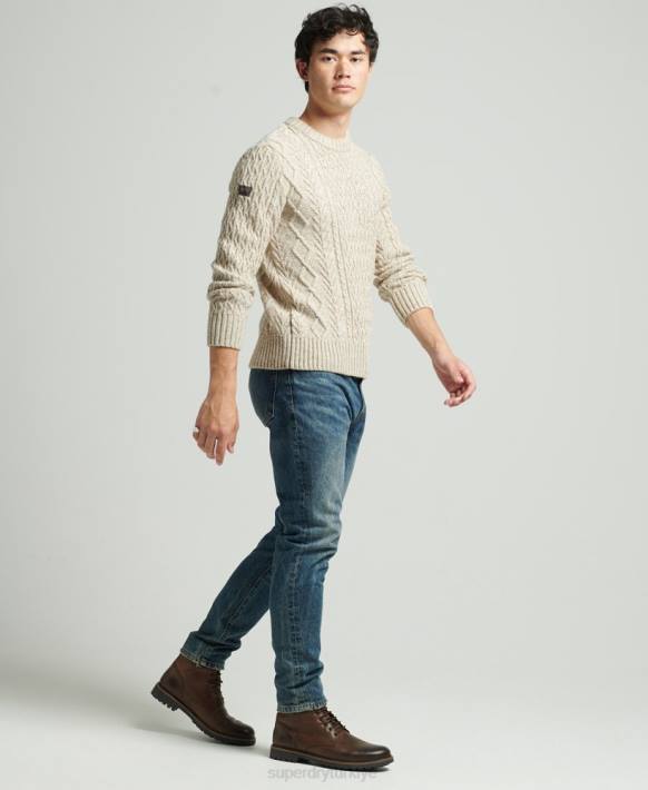 erkekler Superdry bej jacob kablo ekibi jumper NNTB5252