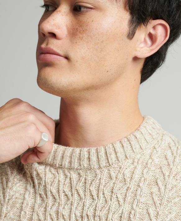 erkekler Superdry bej jacob kablo ekibi jumper NNTB5252