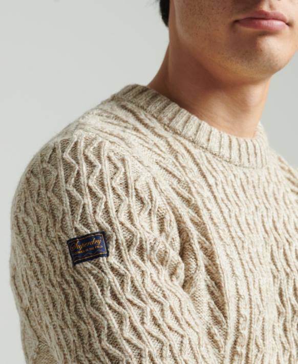 erkekler Superdry bej jacob kablo ekibi jumper NNTB5252