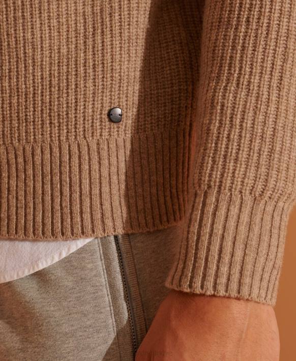 erkekler Superdry bej sınırlı sayıda yak merinos karışımı kazak NNTB5355