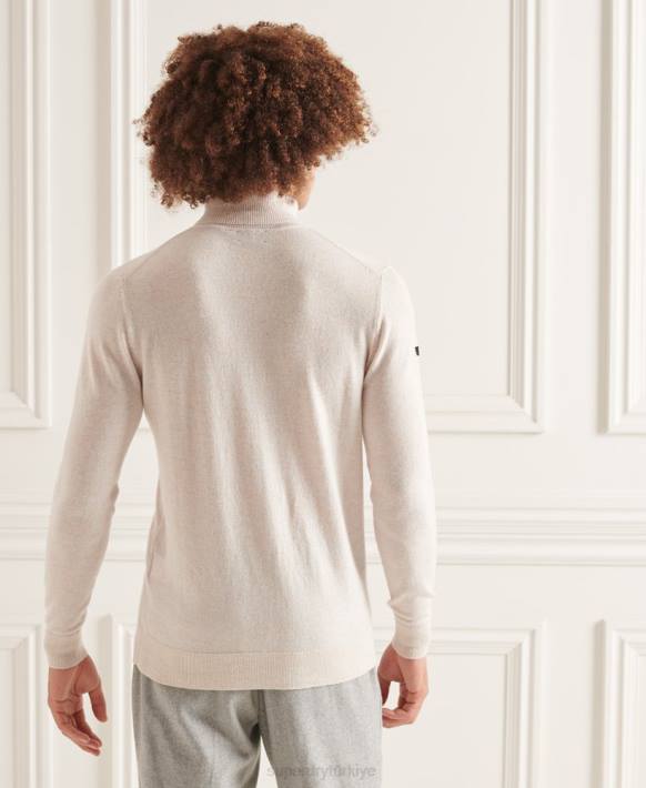 erkekler Superdry beyaz studios kuzu yünü yuvarlak yakalı kazak NNTB1328