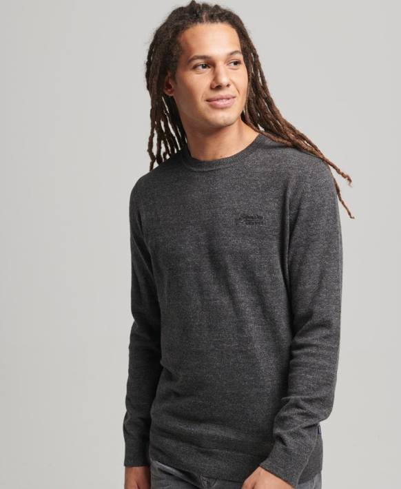 erkekler Superdry gri turuncu etiketli ekip atlayıcısı NNTB5335