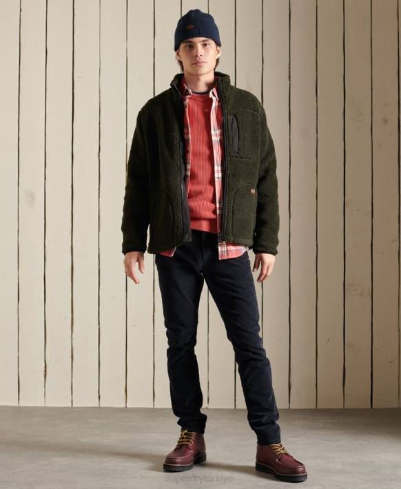 erkekler Superdry kırmızı akademi boyalı dokulu kazak NNTB5300