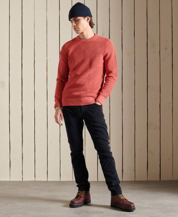 erkekler Superdry kırmızı akademi boyalı dokulu kazak NNTB5300