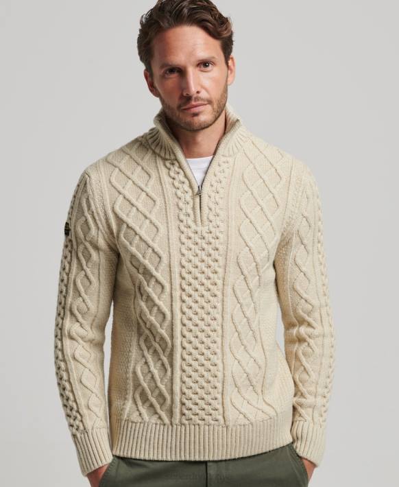 erkekler Superdry krem eski jacob henley süveter NNTB1268