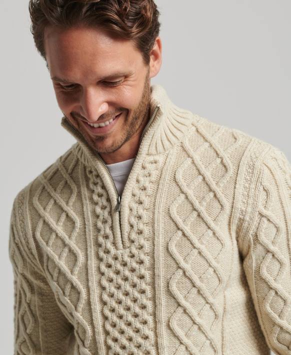 erkekler Superdry krem eski jacob henley süveter NNTB1268