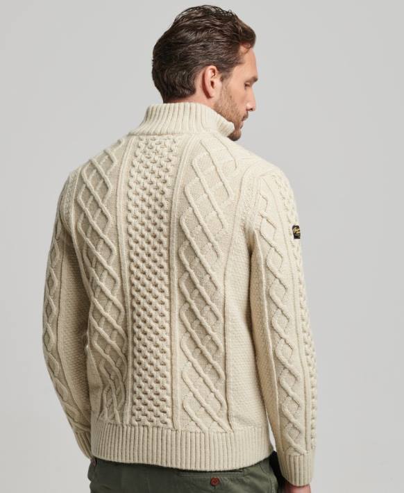 erkekler Superdry krem eski jacob henley süveter NNTB1268