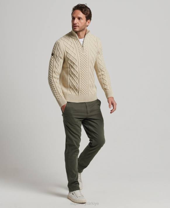 erkekler Superdry krem eski jacob henley süveter NNTB1268