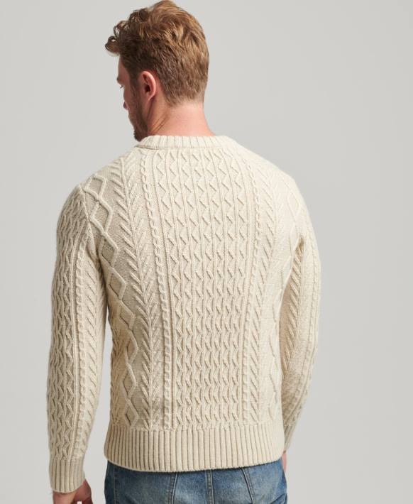 erkekler Superdry krem jacob kablo ekibi jumper NNTB5255