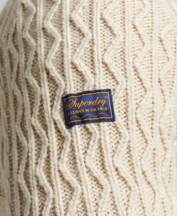 erkekler Superdry krem jacob kablo ekibi jumper NNTB5255