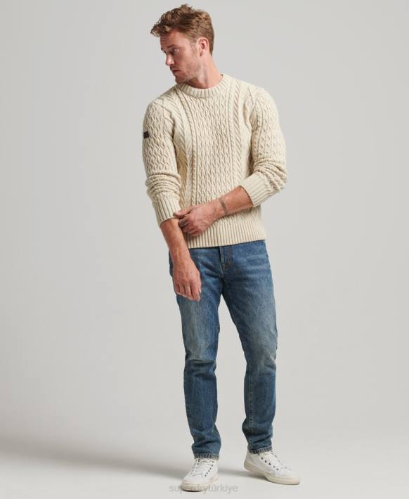 erkekler Superdry krem jacob kablo ekibi jumper NNTB5255