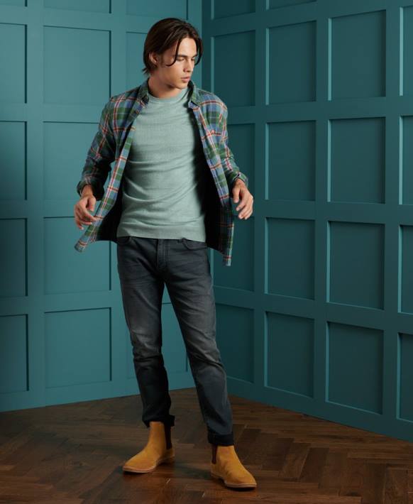 erkekler Superdry mavi turuncu etiketli ekip atlayıcısı NNTB1357