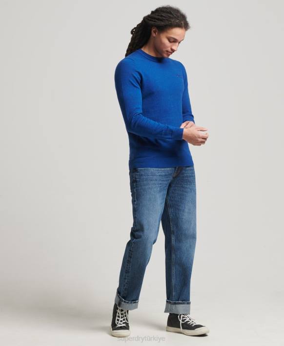 erkekler Superdry mavi turuncu etiketli ekip atlayıcısı NNTB5324