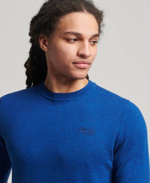 erkekler Superdry mavi turuncu etiketli ekip atlayıcısı NNTB5324