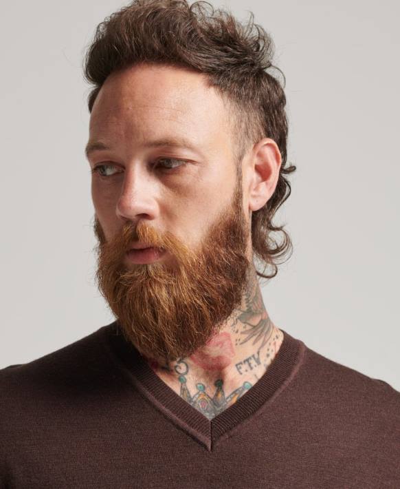 erkekler Superdry mor merinos v yaka kazak NNTB1269