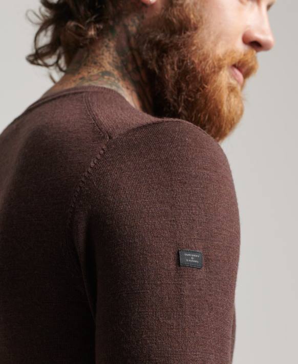 erkekler Superdry mor merinos v yaka kazak NNTB1269